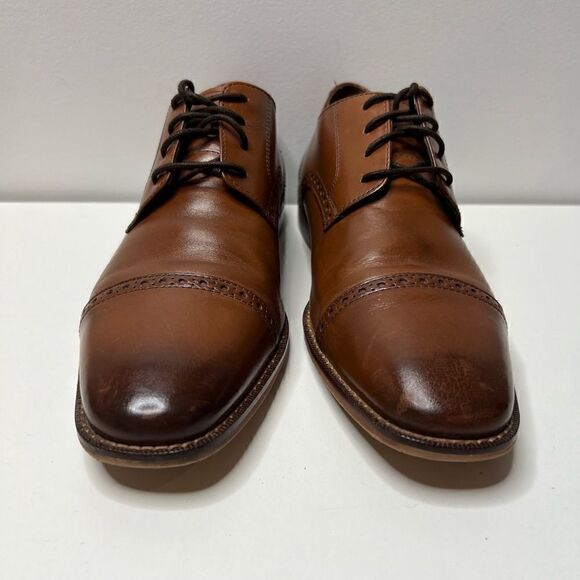 Florsheim Oxford Derby Dress Shoes Mens Size 9 Brown Leather Cap Toe - Picture 3 of 9
